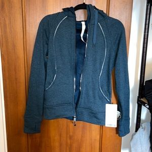 Green/blue plush scuba hoodie, Lululemon size four women’s